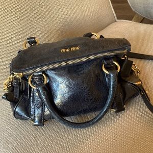 Miu Miu Vitello Lux Bow Bag Black